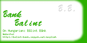 bank balint business card
