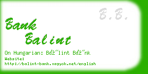 bank balint business card
